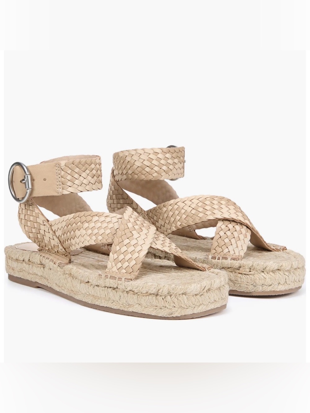 Dakota Espadrille Platform Sandal (Sz 8) Tan Leather Boho Jute